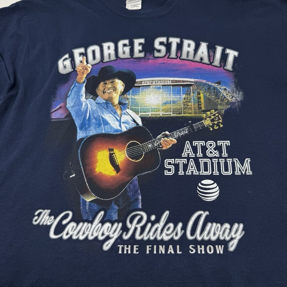 AT&T Stadium George Strait Country Rare The Cowboy Rides Away T-Shirt 2013 Lrg